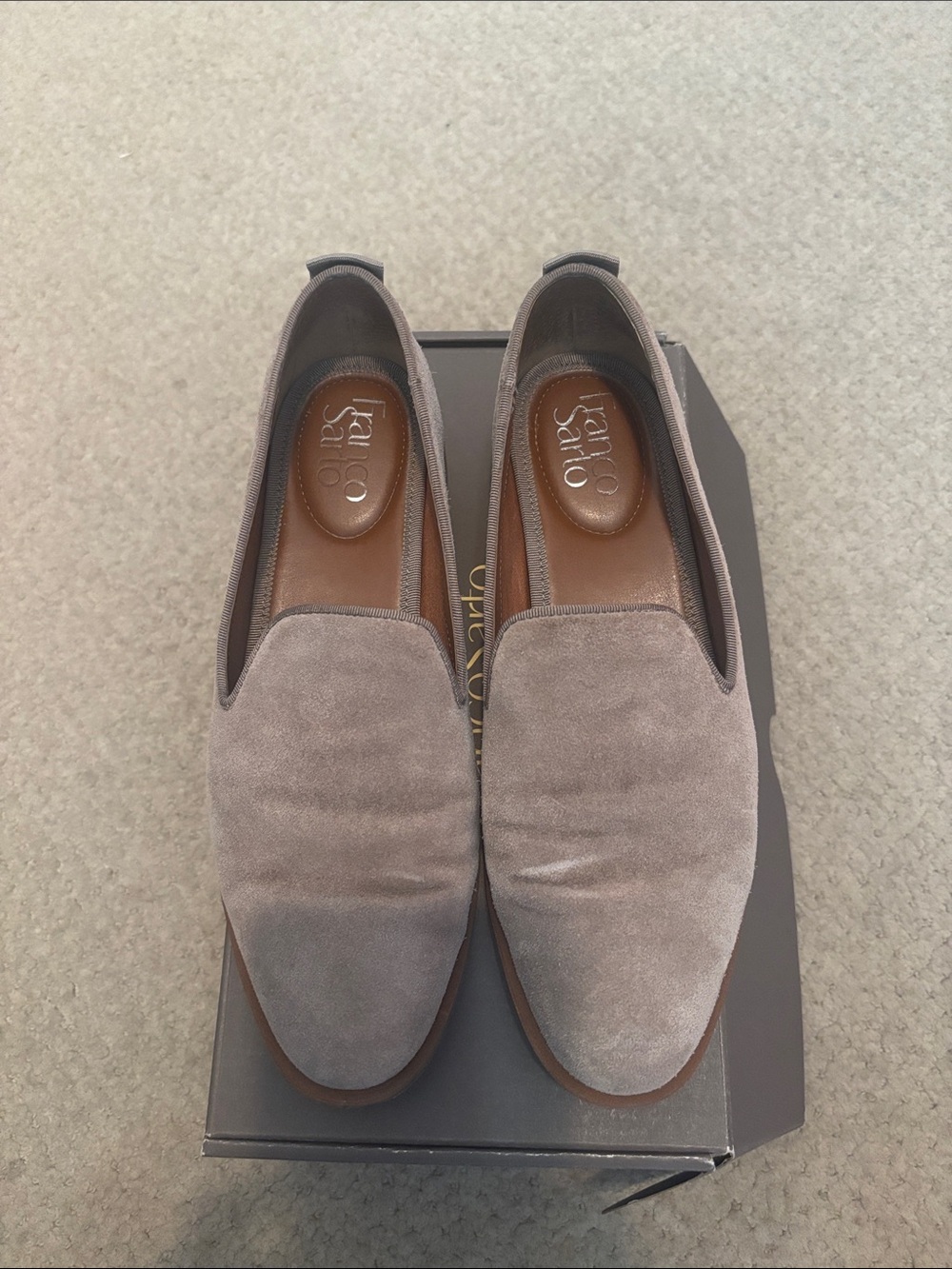 Franco Sarto Women’s Suede Slip-On Loafers in Taupe